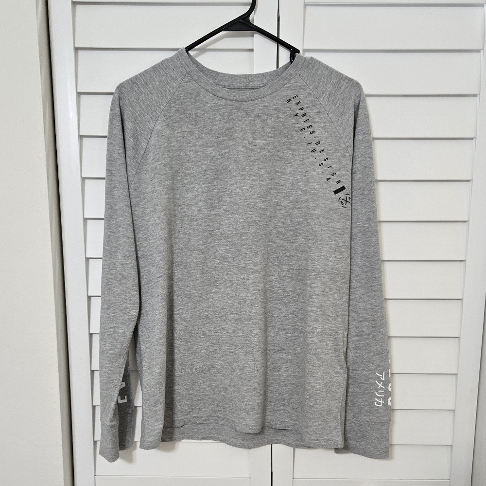 Express Men's Gray Long Sleeve Shirt Quality+Fit Size M